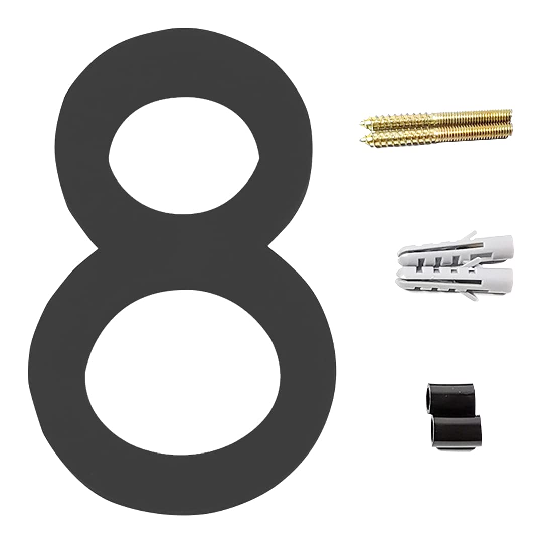 Zayookey Floating House Numbers Modern Door Adress Numbers 4.72 Inch Black Street Numbers for Mailbox Yard Home Wall Door Garage Gate with Nail Kit (Door Number 8)