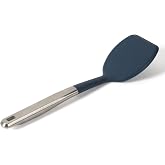 Calphalon Prime Solid Turner, Cooking Spatula, Kitchen Spatula, Stainless Steel Turner with Navy Silicone Head, Heat Resistant for Nonstick Cookware, Ergonomic Handle for Easy Turning
