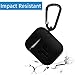 HDE Silicone Case for AirPods Protective Silicone Cover Skin for Apple AirPods Charging Case with Carabiner Keychain Belt Clip (Black)