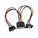 SATA 15pin Power Extension Cable,SATA 15 Pin Male to 90 Degrees 2 Female Power Y Splitter Cable Adapter,7inch (SATA 15Pin 1 to 2)