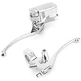 Universal Motorcycle Clutch and Brake Lever Set, Hydraulic Master Cylinder Assembly for 1 Inch Handlebar, CNC Aluminum (Silver)