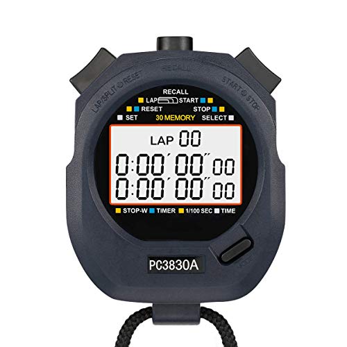 LEAP Stopwatch Professional Timer 3 RAW 30 Lap Memory with Digital Extra Large Screen for Stopwatches Sports Game Timer Count up Down Water Resistant - Thumbnail 6