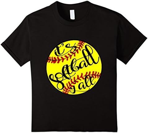 Kids It's Softball Y'all Player Fan Love T-Shirt 12 Black