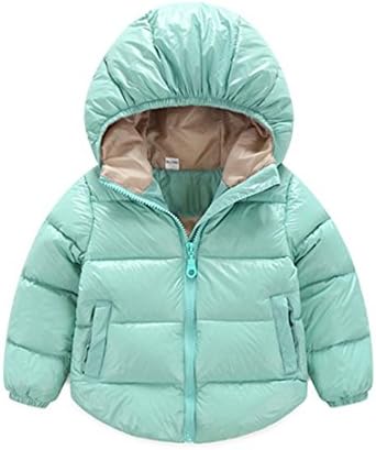 Infant and Toddler Baby Boys Girls Outerwear Hooded Puffer coats Winter Jacket Outwear (18-24Months, Acid Blue)