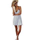 Mansy Women's Summer Strap Loose V-Neck Halter Casual Beach Dress