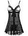 Avidlove Womens Lingerie Halter Chemises Strappy Babydoll Nightwear,Black,Medium