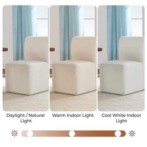 CHITA Dining Chairs with Casters Set of 2, FSC Certified Upholstered Armless Modern Rolling Dining Chairs with Rollers for Bedroom Reading Room Living Room, Linen