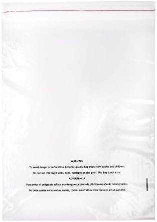Owlpack 1.5 Mil Clear Poly Bag with Suffocation Warning, Resealable Zip Closure, Great for Shipping Products &amp; Merchandise (12 x 15 Inches, Pack of 100)