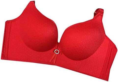 Sheng Xi Women Adjustable Plus-Size Lightly Wirefree Bralette Push Up Bra Red 40C