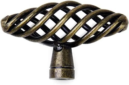 POFET 8pcs Twist Cage Spiral Design Vintage Kitchen Cabinet Cupboard Handles Knobs 7CM Antique brass