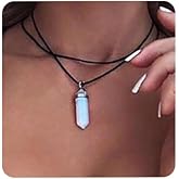 Anglacesmade Layered Choker Necklace Crystal Choker Gem Pendant Necklace Suede Choker Bohemia Jewelry for Women(Blue)