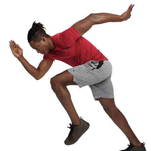 Alive Men's Tee Shirt Active Quick Dry Workout Short Sleeve Shirts Crew Neck (Coach Red Heather, Medium) - Thumbnail 4