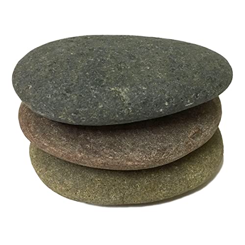 juexiyarticle 3PCS Flat Large Stones for Painting,Natural River Stones Rocks Painting Pebbles for Art and Crafts(3.1-4 inch)