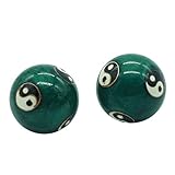 1.4'' Cloisonne Health Hand Balls Exercise Stress Balls Craft Collection (TAIJI green, s)