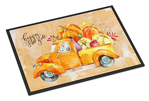 Caroline's Treasures CK2678JMAT Fall Harvest White Poodle Doormat 24x36 Front D…