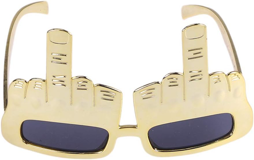 SquarezhenBo Golden Party Sunglasses with Finger Novelty Funny Eyeglasses for Halloween Masquerade Party Props Party Headwear, Eyewear and Accessories