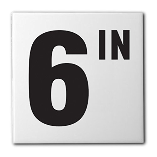 Ceramic Swimming Pool Waterline Depth Marker "6 IN" Smooth Finish, 4 inch Font