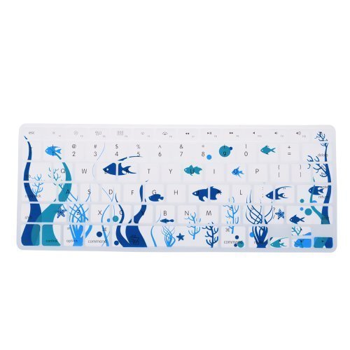 Case Star Ocean series White Keyboard Silicone Cover Skin With The Seaweed And Fish Pattern for Macbook 13-Inch Unibody / Macbook Pro 13, 15, 17 inches + Case Star Cellphone Bag