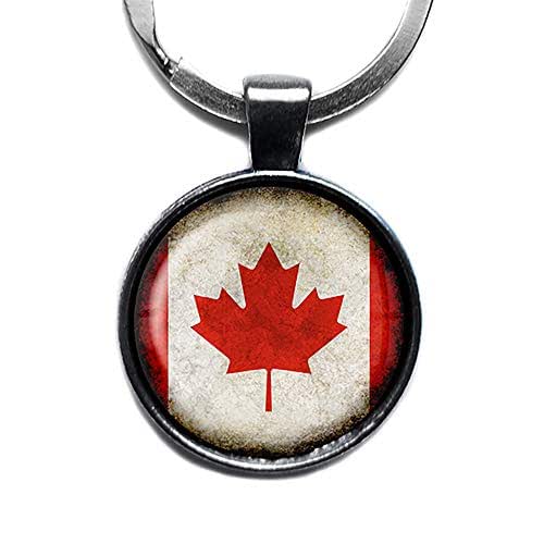 Canada Canadian Flag Silver Keychain Keyring Handmade