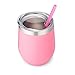 K&C Creations Stainless Steel Stemless Glass with Lid and Straw-Unbreakable Shatterproof Adult Sippy Cup Wine Tumbler Vacuum Insulated Portable for Out, 5.4 x 3.9 x 3.9 inches, Pink