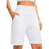 G Gradual Women's Bermuda Long Shorts with Pockets 9" High Waisted Knee Length Shorts for Women Walking Athletic Workout
