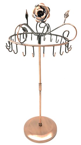 Rose on Top 17" H Copper Color Necklace Holder ~ Necklace Tree ~ Necklace Organizer~Necklace Stand Jewelry Display