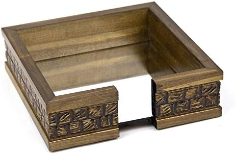 WoodArt Wooden Napkin Holder with Metal Handle (6 Inches, Engraved Wood with Mirror)