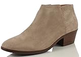 Soda Women's Round Toe Faux Suede Stacked Heel Western Ankle Bootie