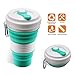Collapsible Coffee Cup - iGreely Silicone Folding Cup/Mug Sport bottle with Lids - Foldable & Portable & Lightweight Travel Cup for Outdoor Camping Hiking - BPA Free (Light Blue)