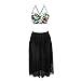 Women's Plus Size Swimsuit Floral Top Black Mesh Skirt Bottom Two Piece Bathing Suit (Black, 4XL (US 16-18))