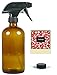 16oz NatureO Amber Empty Glass Spray Bottle – Essential Oil Bottles for Aromatherapy, Cleaning and EO mixtures - Trigger Sprayer w/ Mist and Stream Nozzle Settings – Design Package – Cute LABEL