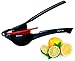 Zulay Metal 2-In-1 Lemon Squeezer Manual - Sturdy, Max Extraction Hand Juicer Lemon Squeezer Gets Every Last Drop - Easy to Clean Manual Citrus Juicer - Easy-to-Use Lemon Juicer Squeezer - Black/Red