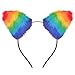 Lux Accessories Gay Pride Rainbow Furry Cat Ear Kitty Headband Hair Accessories