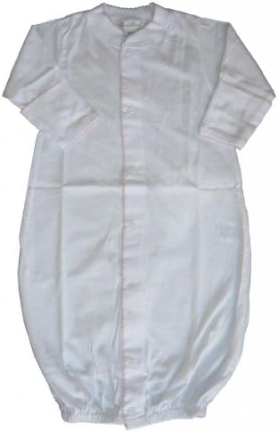 Kissy Kissy Baby Signature Convertible Gown-White with Pink-Newborn