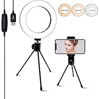 Ring Light [6.3 Inch] with Phone Tripod Stand & Holder,Dimmable 3 Light Modes Selfie Light,Camera Lights for YouTube/Photography/Makeup