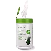 PURDOUX 100% Cotton Mask Wipes Canister Unscented with Aloe Vera (70 wipes) - Travel Supplies, Accessories, Cleaning Supplies