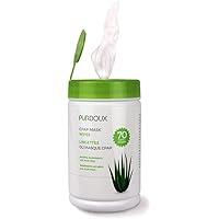 PURDOUX 100% Cotton Mask Wipes Canister Unscented with Aloe Vera (70 wipes) - Travel Supplies, Accessories, Cleaning Supplies