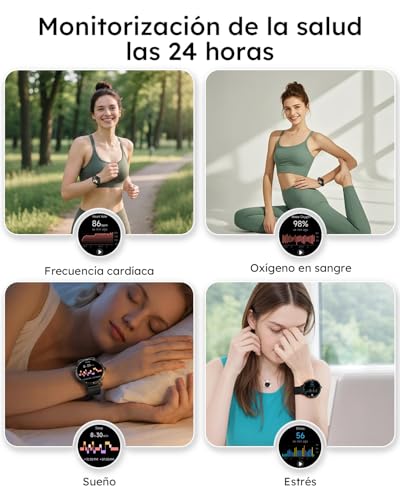EASYTAO Reloj Inteligente, Smartwatch Mujer y Hombre, IP68, Pantalla de 1.27",Voz de IA, Llamadas Bluetooth, SpO2, Seguimiento del Sueño, 100+ Modos Deportivos (Negro: Correa de Metal y Silicona)