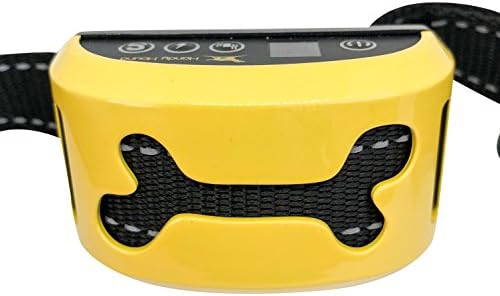 No Bark Collar [2018 Model] Yellow rechargeable reflective waterproof electronic Dog Bark Collar featuring sound, vibration and optional safe static shock for Small, Medium, Large Dogs