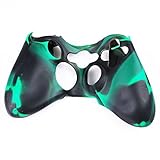 Factop xbox360 Controller Black Green Camo Silicone Case Cover Skin