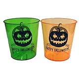 Halloween Shot Glasses - Durable Plastic - 1 Oz. - With Happy Halloween Design - 24 Pack - 12 Pieces Green, 12 Pieces Orange - Perfect For Parties - Get Dressed Up & Drunk