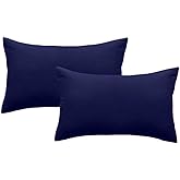 Augld 2Pack Outdoor/Indoor Throw Pillow Cover, Waterproof Solid Pillow Case Navy, 12"x20"