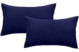 Augld 2Pack Outdoor/Indoor Throw Pillow Cover, Waterproof Solid Pillow Case Navy, 12"x20"