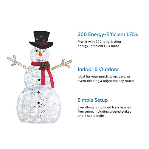 NOMA 5 Ft. PreLit Light Up Snowman with Top Hat Outdoor Christmas