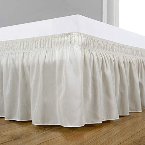 Biscaynebay Wrap Around Bed Skirts Elastic Dust Ruffles, Easy Fit