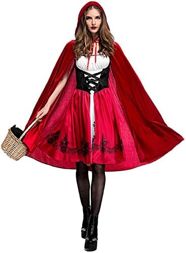 Red Riding Hood Costumes Women's Halloween Christmas Cosplay Masquerade Costume (XL)
