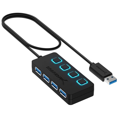 SABRENT USB 3.2 Gen 1 Hub, USB Multi Socket Socket, USB Splitter, 4 Ports with Single ON/OFF Switches and LED Indicator Lights for PS4/PS5, Gaming PC, Laptop, USB Flash Drive, Printer, MacBook (HB-UM43)
