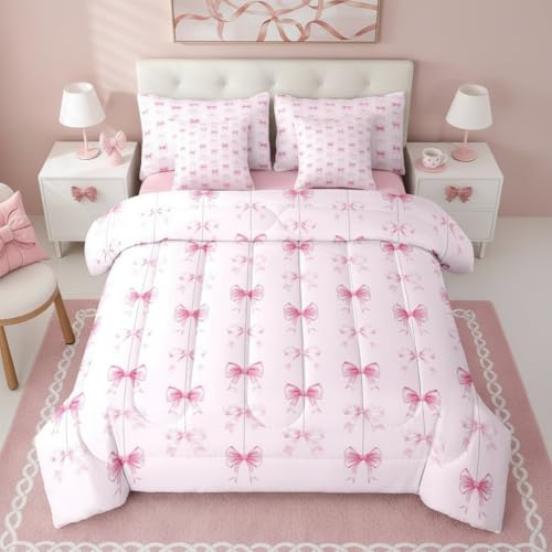Erosebridal Girls Pink Bow Tie Twin Comforter