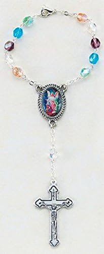 Guardian Angel Auto Rosary 6 mm Multicolor Crystal Glass Beads