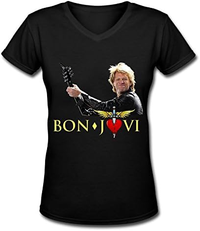 Best Black V Neck T Shirt For Women 2016 Bon Jovi This House Is Not For Sale Tour